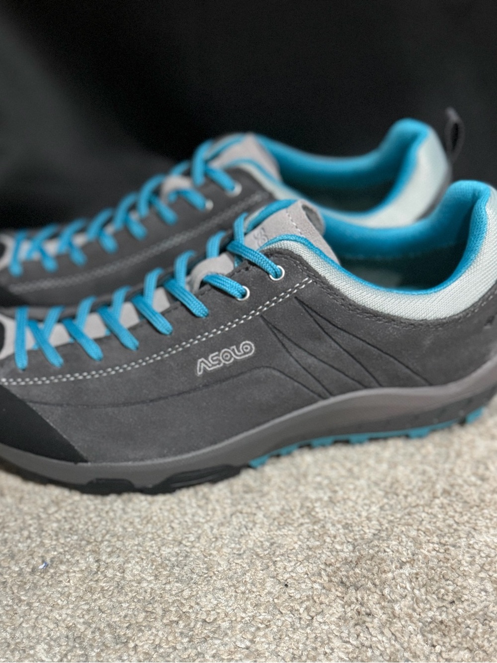 Asolo Space GV Hiking Shoe - Women's size 8.5 NWOB-Color: Graphite/Cyan Blue